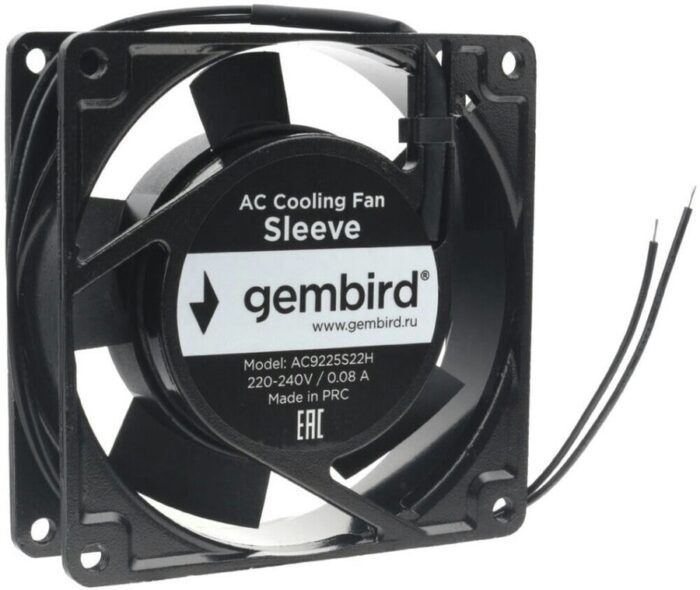 8048463430 Вентилятор Gembird AC9225S22H, 92x92x25, AC 220В, подшипник скольжения, 2pin, провод 30см Hirschmann — изображение 4