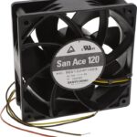 8034009436 9GV1224P1H03, Fan Tubeaxial 24VDC Square - 120mm L x 120mm H Ball 4 Wire Leads Hirschmann