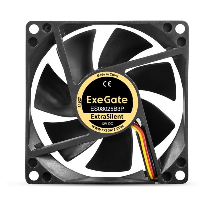 8038575176 EX297047RUS, Вентилятор 12В DC ExeGate ExtraSilent ES08025B3P (80x80x25 мм, 2-Ball (двойной шарикоподшипник), 3pin, 2000RPM, 19dBA) Hirschmann — изображение 2
