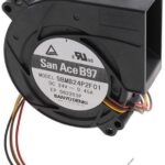 8034022363 9BMB24P2F01, Fan Blower 24VDC Rectangular/Rounded - 97.1mm L x 95mm H Ball 36.7 CFM (1.03m³/min) 4 Wire Leads Hirschmann