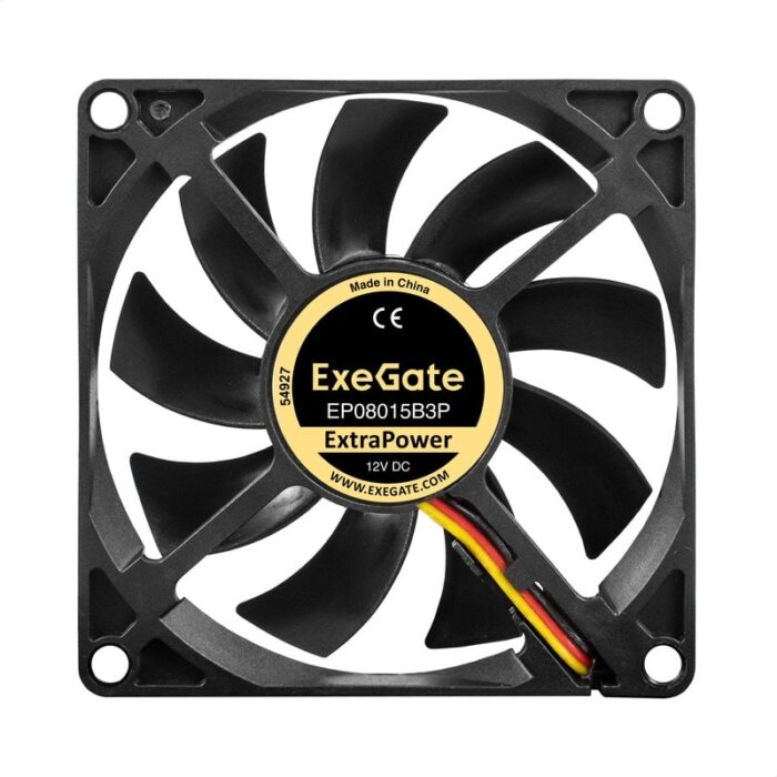 8038575125 EX295238RUS, Вентилятор 12В DC ExeGate ExtraPower EP08015B3P (80x80x15 мм, 2-Ball (двойной шарикоподшипник), 3pin, 2600RPM, 26dBA) Hirschmann — изображение 2