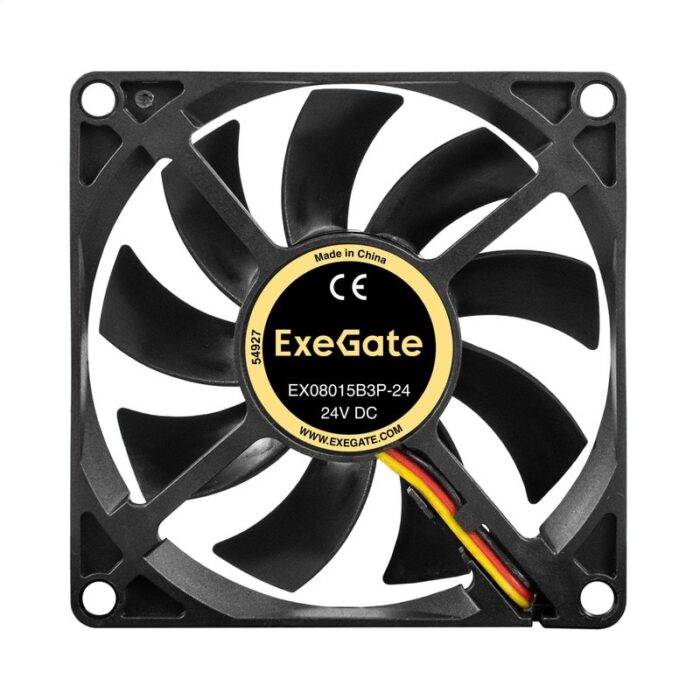 8038575203 EX297080RUS, Вентилятор 24В DC ExeGate EX08015B3P-24 (80x80x15 мм, 2-Ball (двойной шарикоподшипник), 3pin, 2550RPM, 30dBA) Hirschmann — изображение 2