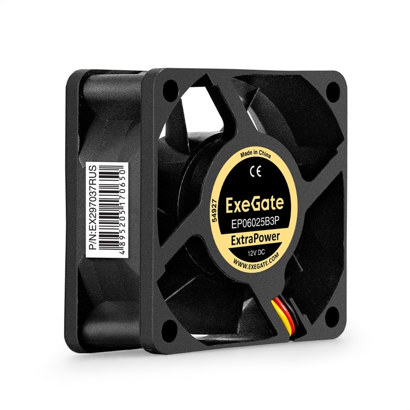 doc055616639 8038575166 EX297037RUS, Вентилятор 12В DC ExeGate ExtraPower EP06025B3P (60x60x25 мм, 2-Ball (двойной шарикоподшипник), 3pin, 4500RPM, 31dBA) Hirschmann — изображение 1