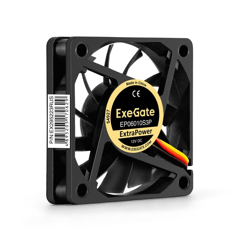 doc055619096 8038575124 EX295223RUS, Вентилятор 12В DC ExeGate ExtraPower EP06010S3P (60x60x10 мм, Sleeve bearing (подшипник скольжения), 3pin, 3000RPM, 24dBA) Hirschmann — изображение 1