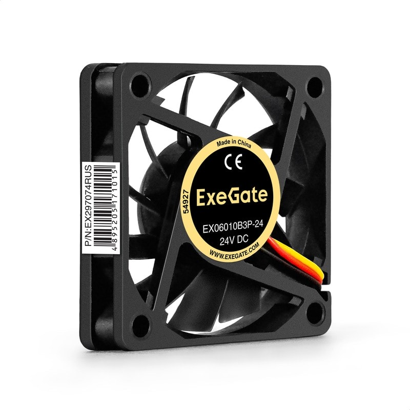 doc055619608 8038575198 EX297074RUS, Вентилятор 24В DC ExeGate EX06010B3P-24 (60x60x10 мм, 2-Ball (двойной шарикоподшипник), 3pin, 3200RPM, 24dBA) Hirschmann — изображение 1