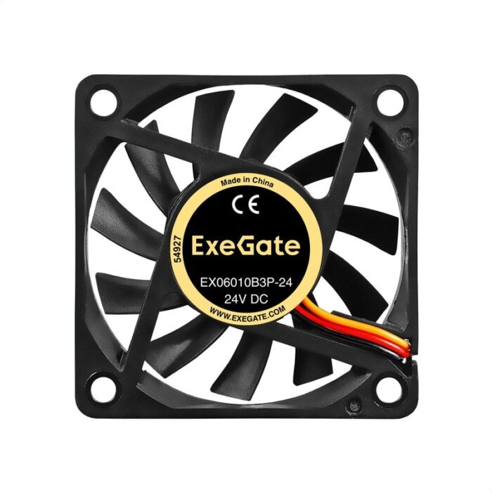 8038575198 EX297074RUS, Вентилятор 24В DC ExeGate EX06010B3P-24 (60x60x10 мм, 2-Ball (двойной шарикоподшипник), 3pin, 3200RPM, 24dBA) Hirschmann — изображение 2