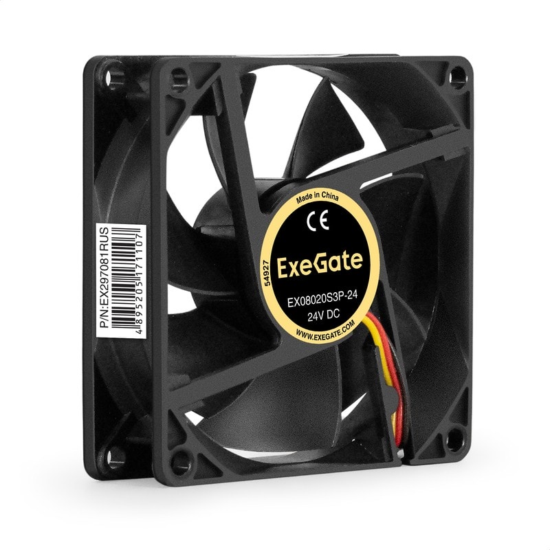 doc055741104 8038575204 EX297081RUS, Вентилятор 24В DC ExeGate EX08020S3P-24 (80x80x20 мм, Sleeve bearing (подшипник скольжения), 3pin, 3900RPM, 41dBA) Hirschmann — изображение 1