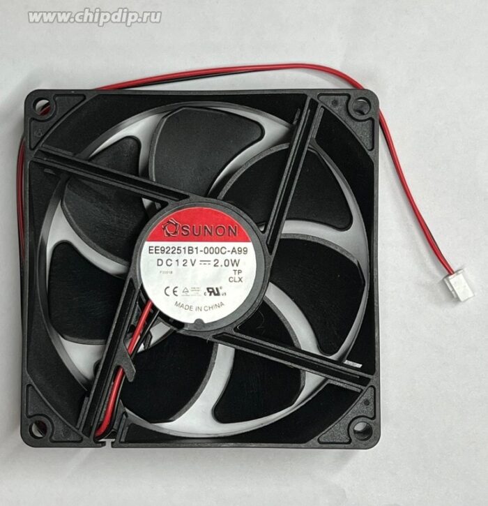 8008654013 EE92251B1-000U-A99, Fan Tubeaxial 12VDC Square - 92mm L x 92mm H Ball 51.5 CFM (1.44m³/min) 2 Wire Leads Hirschmann — изображение 3