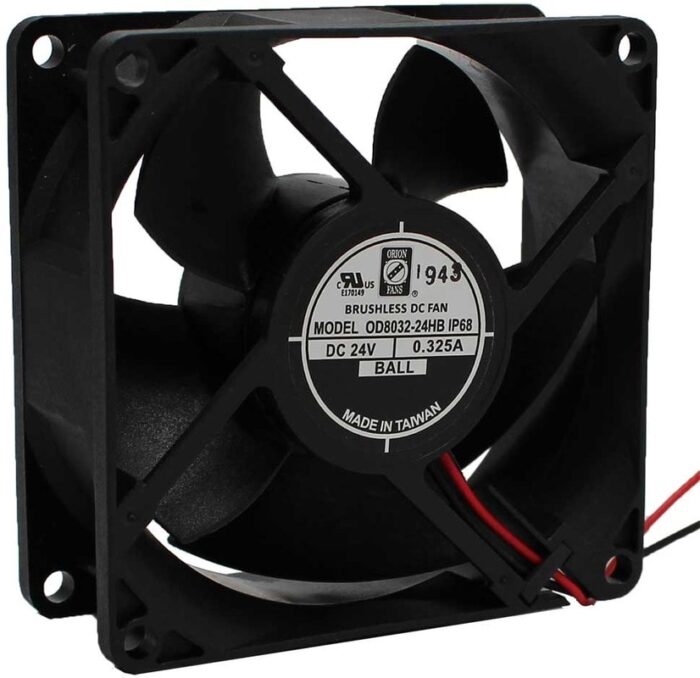 8006960612 OD8032-12HBIP68, Fan Tubeaxial 12VDC Square - 80mm L x 80mm H Ball 2 Wire Leads Hirschmann — изображение 3