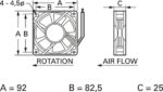 8026522887 DC axial fan, 24 V, 92 x 92 x 25 mm, 84 m³/h, 33 dB, slide bearing, TRACO POWER D09 T24 HWS Hirschmann