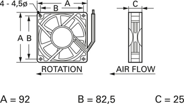 doc057459915 8026522887 DC axial fan, 24 V, 92 x 92 x 25 mm, 84 m³/h, 33 dB, slide bearing, TRACO POWER D09 T24 HWS Hirschmann — изображение 1