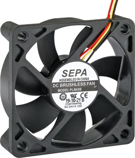 doc057491506 8026529255 DC axial fan, 12 V, 60 x 60 x 15 mm, 28 m³/h, 28 dB, ball bearing, SEPA PLB60B12FSE33A Hirschmann — изображение 1