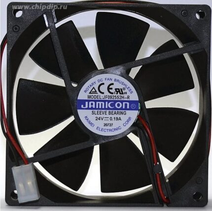 8006204540 JF0925B4HR-R (JF0925B4HR000-065R) (2800RPM) 48V/0,09A (92х92х25) B(подшипник) CFM52,04/dBA35,1 Jamicon вентилятор,провод Hirschmann