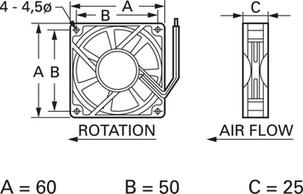 doc057525441 8026542393 DC axial fan, 24 V, 60 x 60 x 25 mm, 26.4 m³/h, 26.7 dB, slide bearing, TRACO POWER D06 T24 LWS Hirschmann — изображение 1