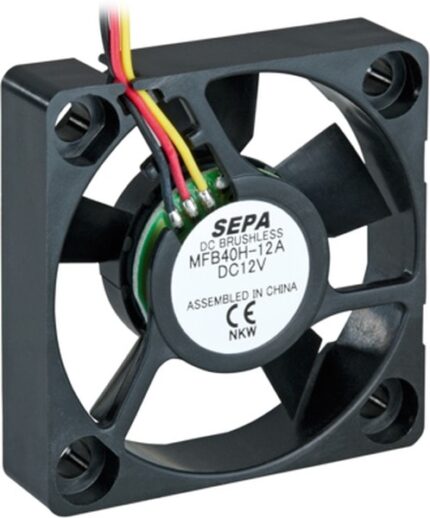 8026563574 DC axial fan, 12 V, 40 x 40 x 10 mm, 11.1 m³/h, 21 dB, ball bearing, SEPA MFB40H12A Hirschmann