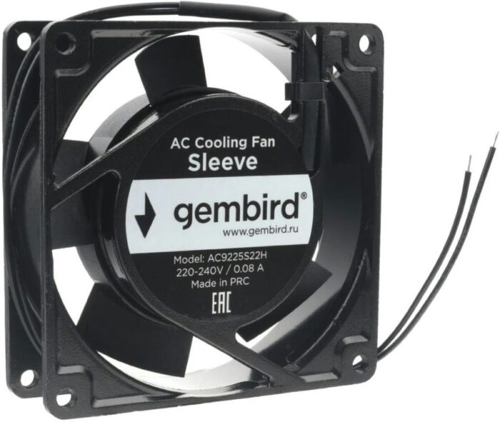 8048463430 Вентилятор Gembird AC9225S22H, 92x92x25, AC 220В, подшипник скольжения, 2pin, провод 30см Hirschmann — изображение 6
