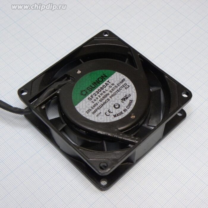 8598451257 SF23080AT/2082HBL.GN,AC Axial Fan, 220V to 240V, Square, 80 mm, 26 mm, Precision Ball Bearing, 22 CFM Hirschmann — изображение 3