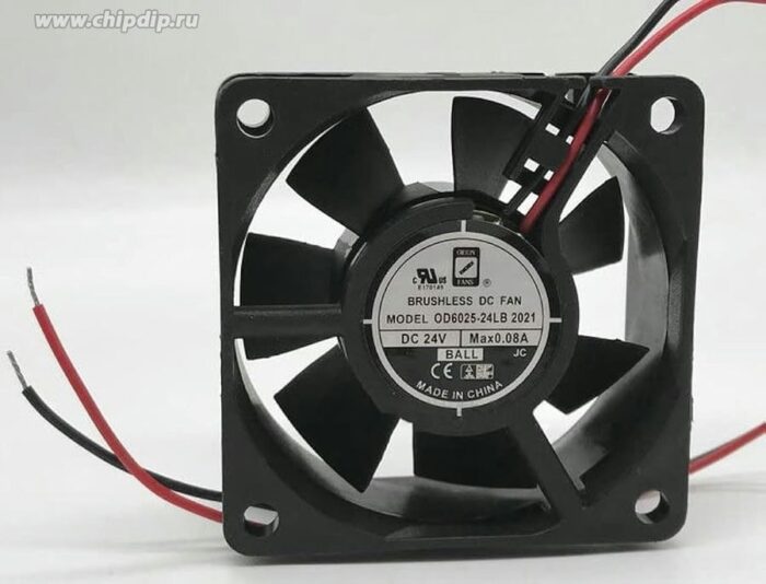 8005957236 OD6015-24HB, Fan Tubeaxial 24VDC Square - 60mm L x 60mm H Ball 16.0 CFM (0.448m³/min) 2 Wire Leads Hirschmann — изображение 3