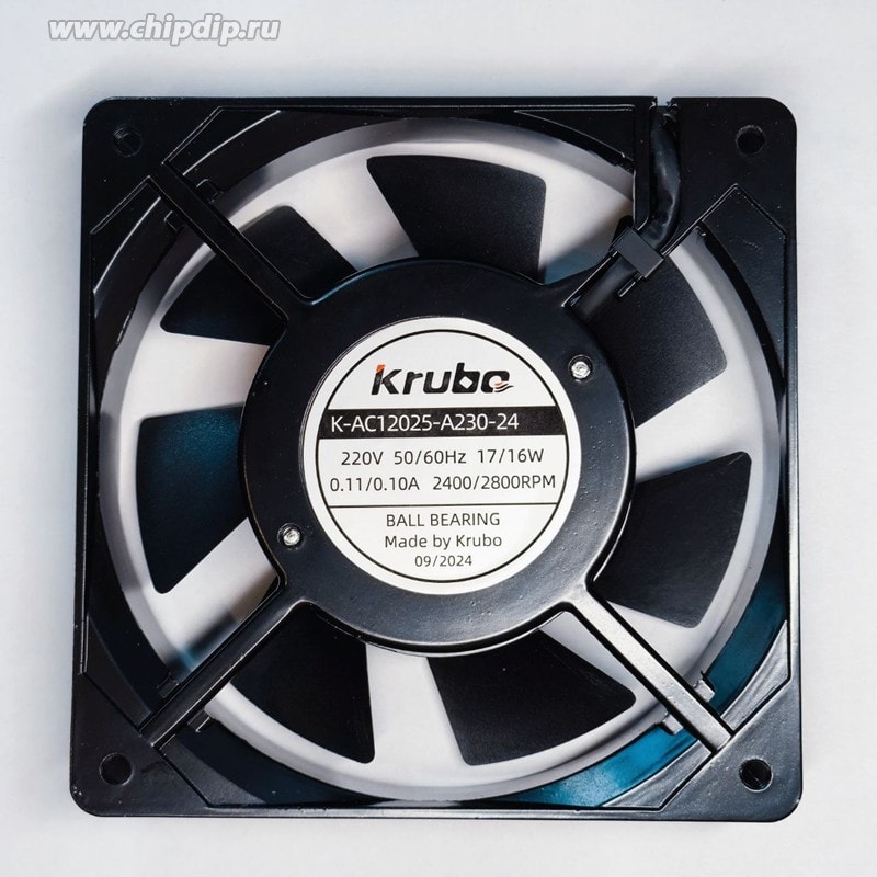 doc059322949 8041800389 Вентилятор Krubo K-AC12025-A230-24 220V 50/60Hz 17/16W 0.11/0.10A 2400/2800RPM 120X25 Клемма Hirschmann — изображение 1
