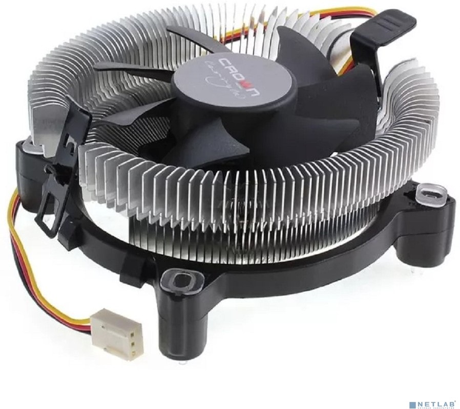 doc059761498 8043675164 CROWN Кулер для процессора CM-80 v2 (Для Intel + 1700 и AMD, TDP до 65 Ватт, коннектор 3 pin, Низкая посадка радиатора , Гидродинамический Hirschmann — изображение 1