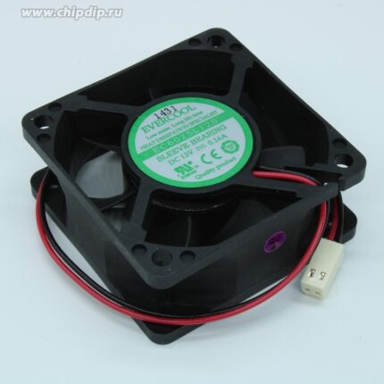 8006380550 EC6025L12S, (60*60*25 12V), Вентилятор 12В, 60х60х25мм, подшипник скольжения, 4000 об/мин, коннектор на проводе Hirschmann