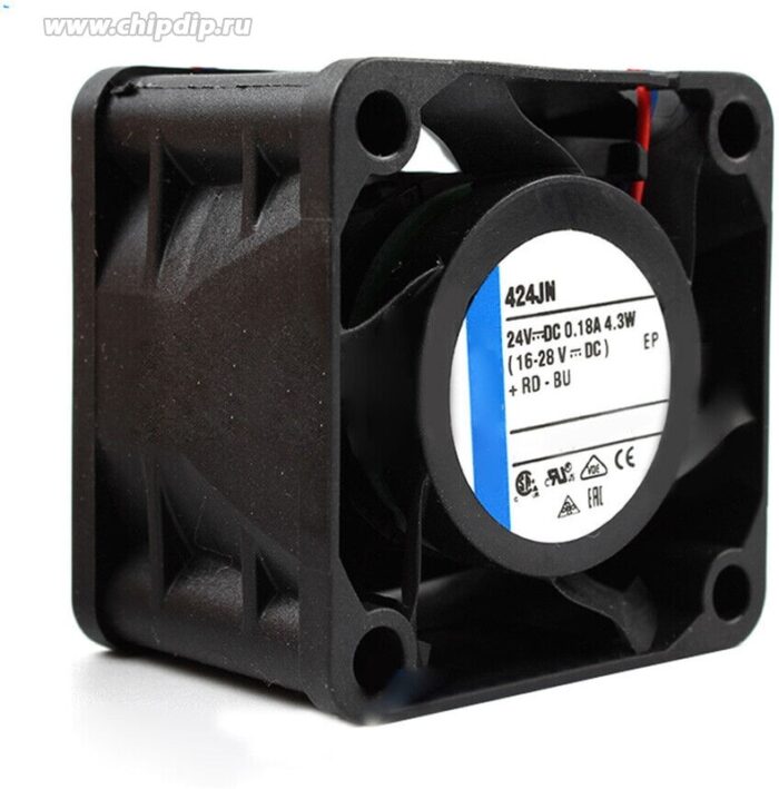 8006181277 424JN, Fan Tubeaxial 24VDC Square - 40mm L x 40mm H Ball 18.3 CFM (0.512m³/min) 2 Wire Leads Hirschmann — изображение 4