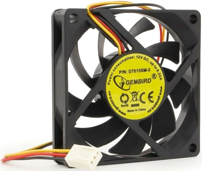 8048462386 Вентилятор Gembird D7015SM-3, 70x70x15, подшипник скольжения, 3pin, провод 25см Hirschmann — изображение 6