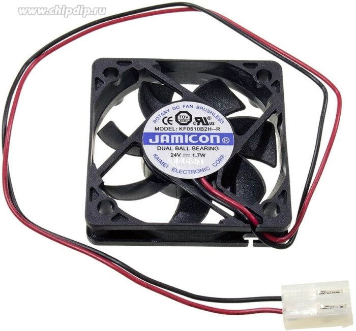 8038947204 KF0510B2HR-R, (50*50*10 24V), Вентилятор 24В DC, 50х50х10мм, подшипник качения, тип вывода - провод с разъемом Hirschmann — изображение 5