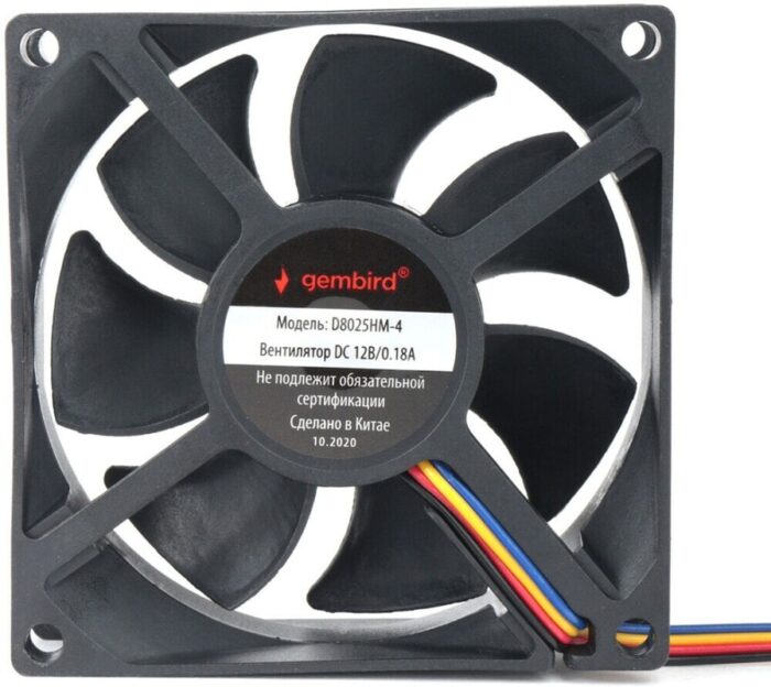 8048463371 Вентилятор Gembird D8025HM-4, 80x80x25, гидродин.подшипник, 4pin, провод 30см Hirschmann — изображение 4