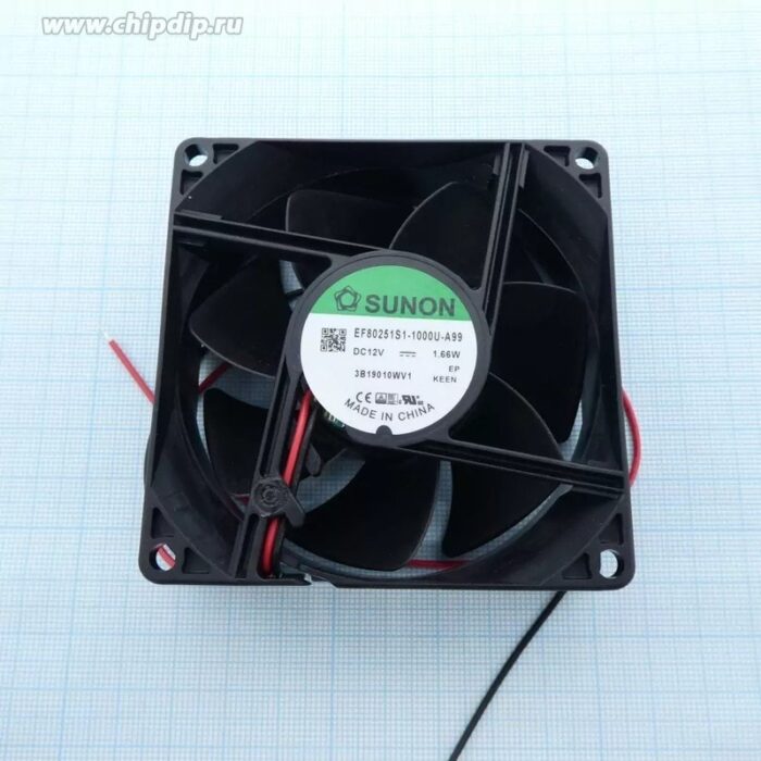 8008641563 EF80251S1-1000U-A99, FAN AXIAL 80X25MM 12VDC WIRE Hirschmann — изображение 4
