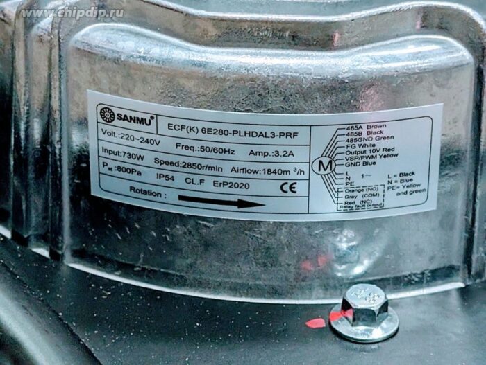 8027176661 Вентилятор Sanmu ECF(K)6E280-PLHDAL3-PRF 230V 730W 3.2A Hirschmann — изображение 2