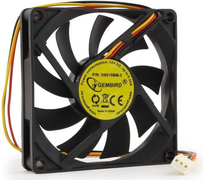 8048462616 D8015BM-3, Вентилятор Gembird D8015ВM-3, 80x80x15, двойной шарикоподшипник, 3pin, провод 30см Hirschmann — изображение 5