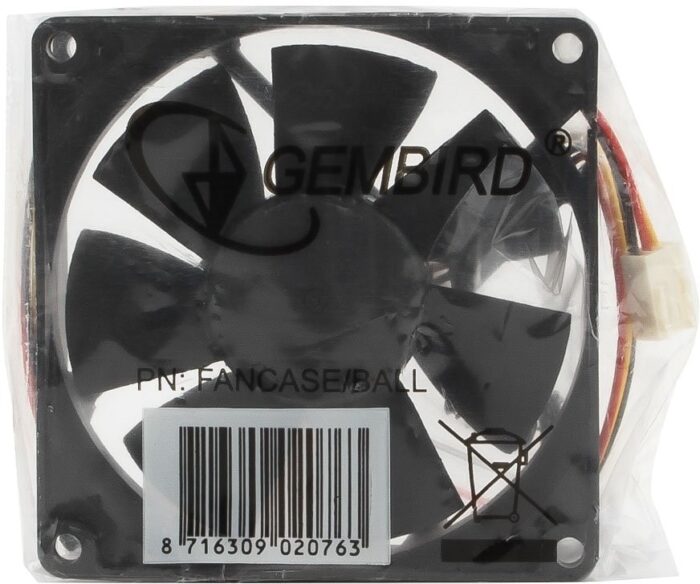 8048462185 Вентилятор Gembird FANCASE/BALL, 80x80x25, двойной шарикоподшипник, 3pin, провод 30см Hirschmann — изображение 3