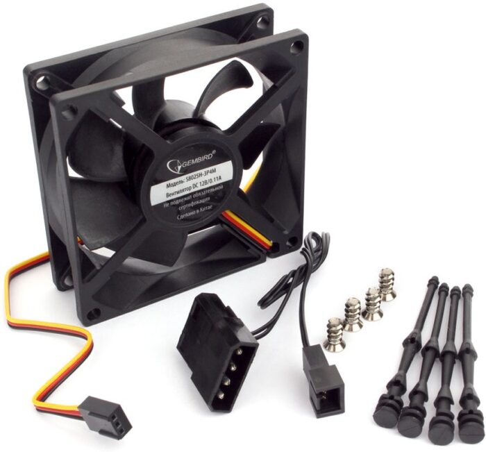 8048463198 Вентилятор Gembird S8025H-3P4M, 80x80x25, гидродин.подшипник, тихий, 3pin + Molex, провод 30см Hirschmann — изображение 2