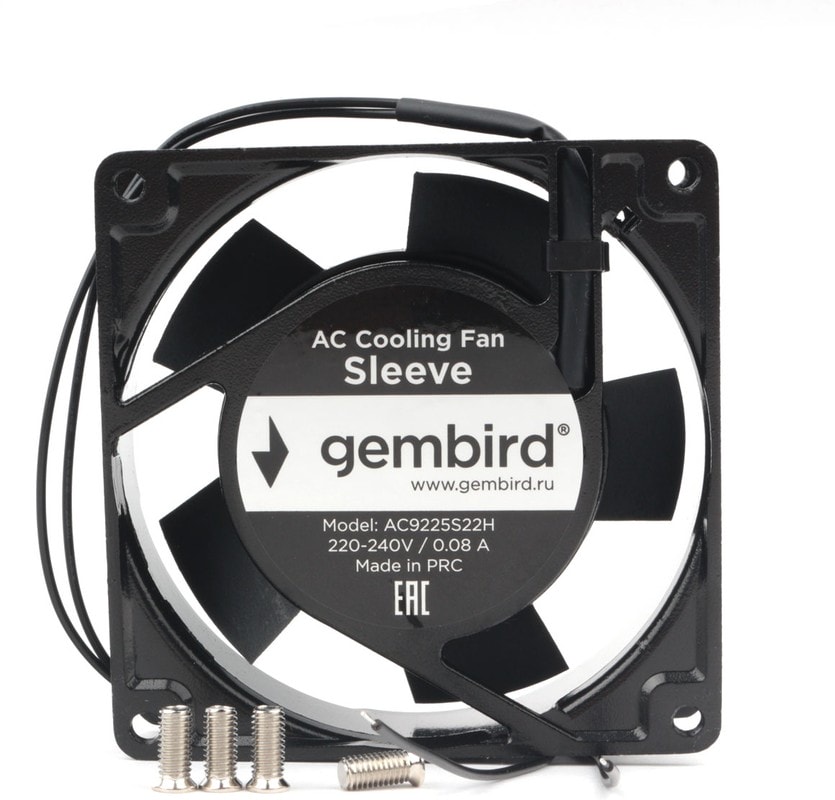 doc064152179 8048463430 Вентилятор Gembird AC9225S22H, 92x92x25, AC 220В, подшипник скольжения, 2pin, провод 30см Hirschmann — изображение 1
