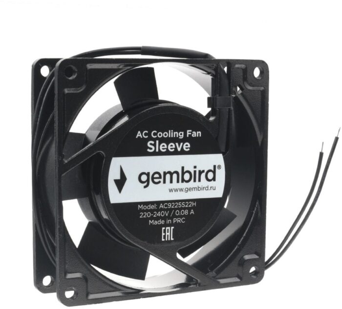 8048463430 Вентилятор Gembird AC9225S22H, 92x92x25, AC 220В, подшипник скольжения, 2pin, провод 30см Hirschmann — изображение 2