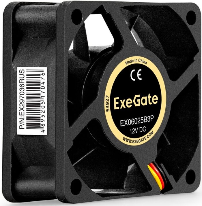 8038575165 EX297036RUS, Вентилятор 12В DC ExeGate EX06025B3P (60x60x25 мм, 2-Ball (двойной шарикоподшипник), 3pin, 3500RPM, 24dBA) Hirschmann — изображение 8