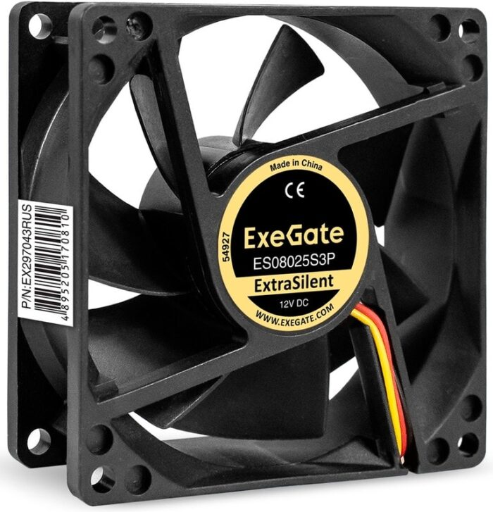 8038575172 EX297043RUS, Вентилятор 12В DC ExeGate ExtraSilent ES08025S3P (80x80x25 мм, Sleeve bearing (подшипник скольжения), 3pin, 1900RPM, 20dBA) Hirschmann — изображение 10