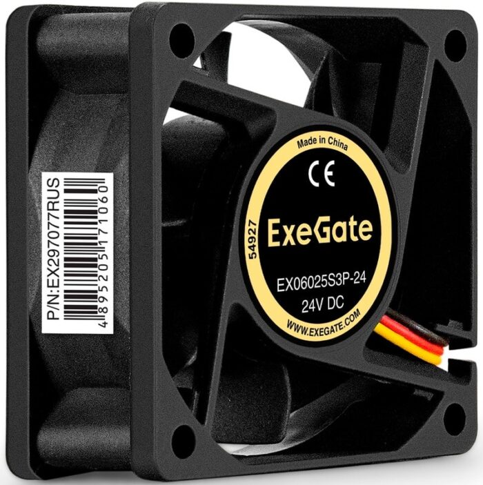 8038575200 EX297077RUS, Вентилятор 24В DC ExeGate EX06025S3P-24 (60x60x25 мм, Sleeve bearing (подшипник скольжения), 3pin, 5000RPM, 34dBA) Hirschmann — изображение 8
