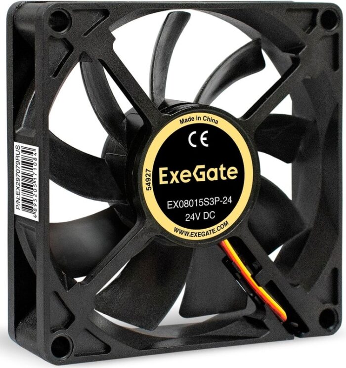 8038575202 EX297079RUS, Вентилятор 24В DC ExeGate EX08015S3P-24 (80x80x15 мм, Sleeve bearing (подшипник скольжения), 3pin, 2500RPM, 30dBA) Hirschmann — изображение 10