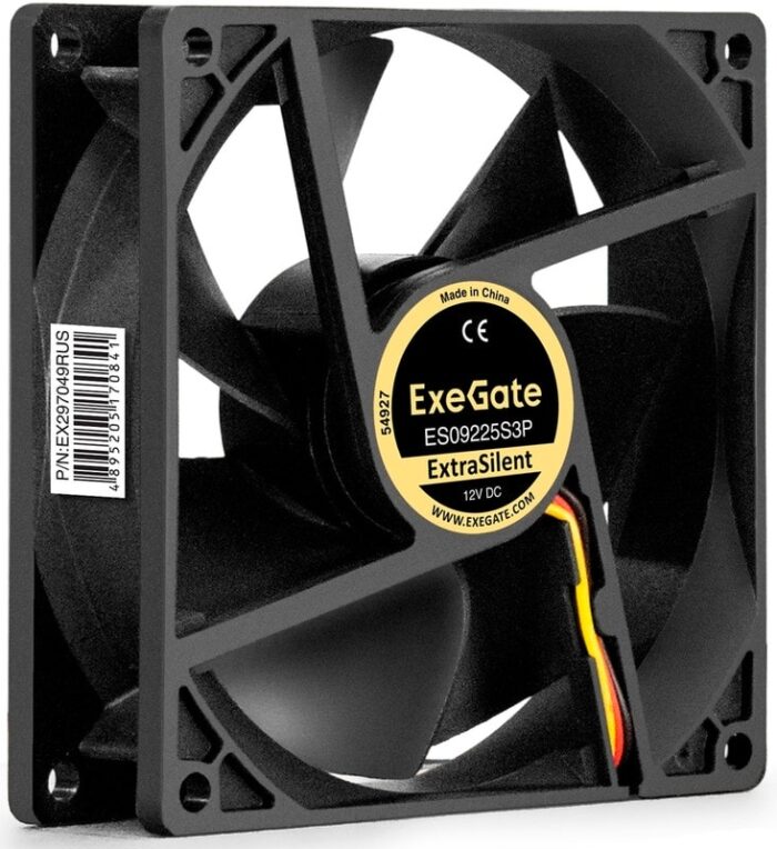 8038575178 EX297049RUS, Вентилятор 12В DC ExeGate ExtraSilent ES09225S3P (92x92x25 мм, Sleeve bearing (подшипник скольжения), 3pin, 1800RPM, 21dBA) Hirschmann — изображение 8