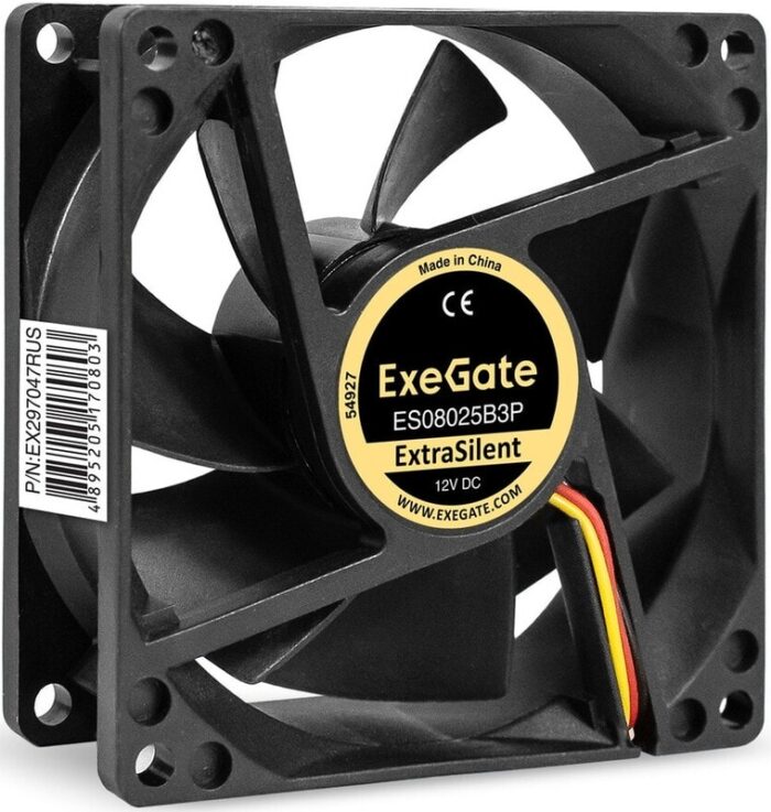 8038575176 EX297047RUS, Вентилятор 12В DC ExeGate ExtraSilent ES08025B3P (80x80x25 мм, 2-Ball (двойной шарикоподшипник), 3pin, 2000RPM, 19dBA) Hirschmann — изображение 7