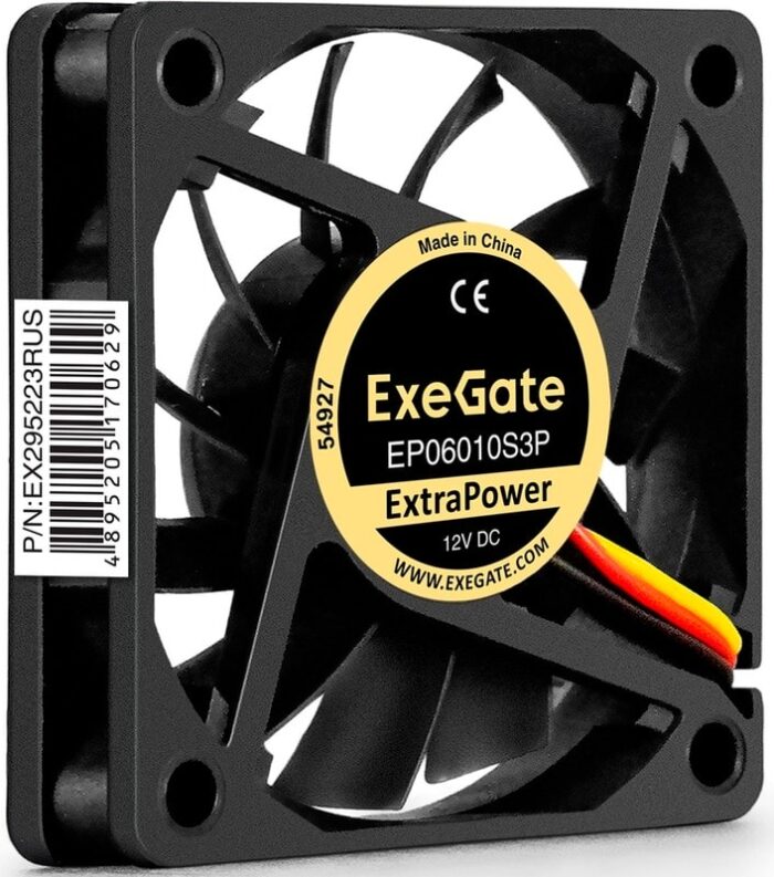 8038575124 EX295223RUS, Вентилятор 12В DC ExeGate ExtraPower EP06010S3P (60x60x10 мм, Sleeve bearing (подшипник скольжения), 3pin, 3000RPM, 24dBA) Hirschmann — изображение 8