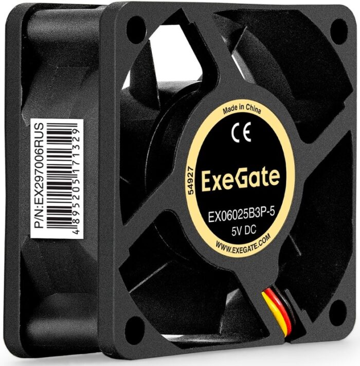 8038575140 EX297006RUS, Вентилятор 5В DC ExeGate EX06025В3P-5 (60x60x25 мм, 2-Ball (двойной шарикоподшипник), 3pin, 4000RPM, 27dBA) Hirschmann — изображение 8