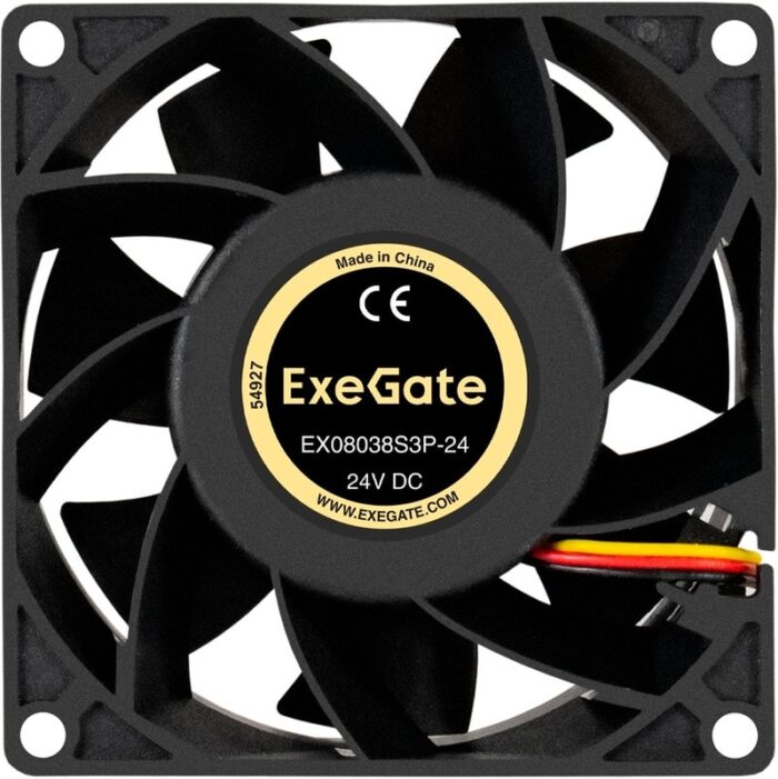 8038575208 EX297085RUS, Вентилятор 24В DC ExeGate EX08038S3P-24 (80x80x38 мм, Sleeve bearing (подшипник скольжения), 3pin, 4500RPM, 43dBA) Hirschmann — изображение 7