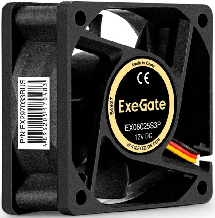 8038575162 EX297033RUS, Вентилятор 12В DC ExeGate EX06025S3P (60x60x25 мм, Sleeve bearing (подшипник скольжения), 3pin, 3500RPM, 24dBA) Hirschmann — изображение 8