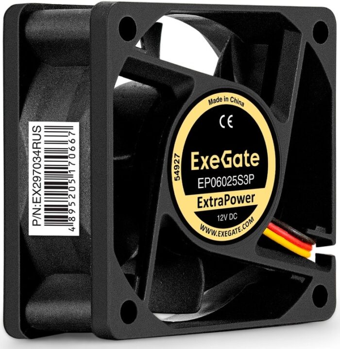 8038575163 EX297034RUS, Вентилятор 12В DC ExeGate ExtraPower EP06025S3P (60x60x25 мм, Sleeve bearing (подшипник скольжения), 3pin, 4500RPM, 31dBA) Hirschmann — изображение 8