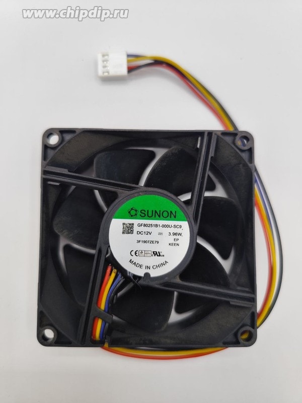 doc064771408 8008705077 GF80251B1-000U-SC9, Fan Tubeaxial 12VDC Square - 80mm L x 80mm H Ball 60.0 CFM (1.68m³/min) 4 Wire Leads Hirschmann — изображение 1