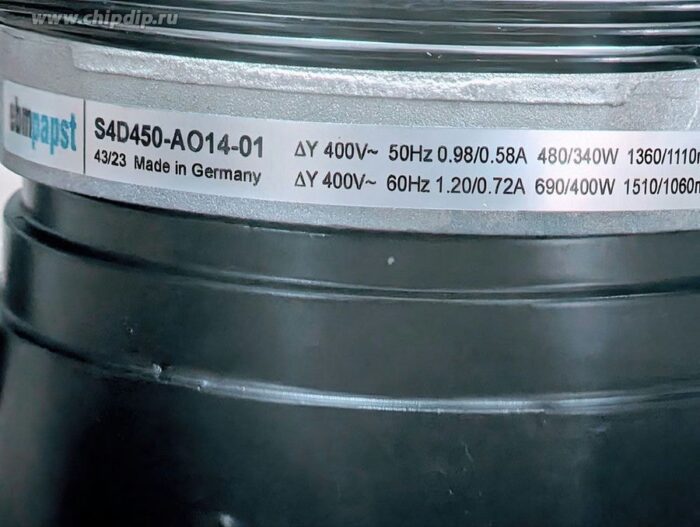 8044334550 Вентилятор Ebmpapst S4D450-AO14-01 / S4D450AO1401 380V Hirschmann — изображение 4