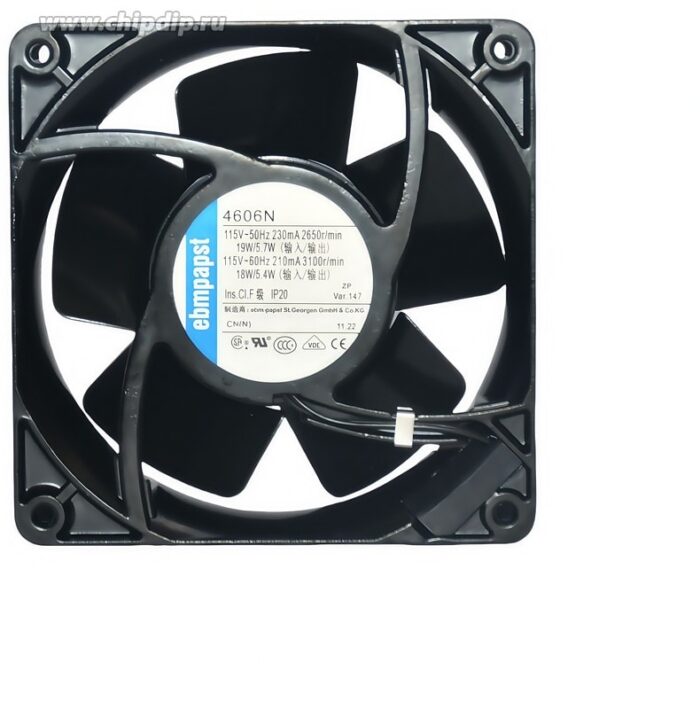 8014343347 Вентилятор Ebmpapst 4606N 115V 50/60Hz 230/210mA 119x38 (120x38) Клемма Hirschmann — изображение 2